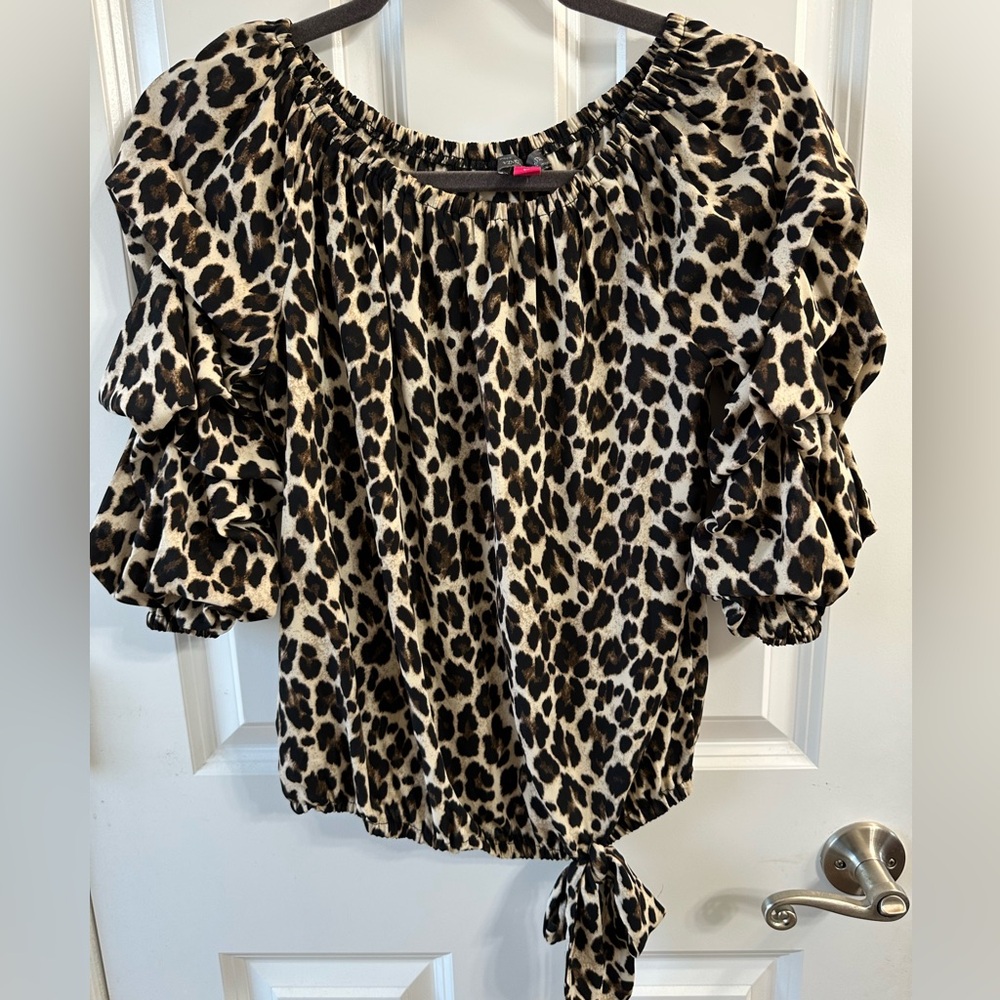 Vince Camuto Animal Print Ruffle Blouse (Off the shoulders)